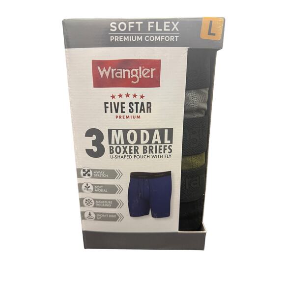 Wrangler Men's L Soft Flex Boxer Brief Set Boxer Briefs Underwear Men 3 Pack - Picture 4 of 6